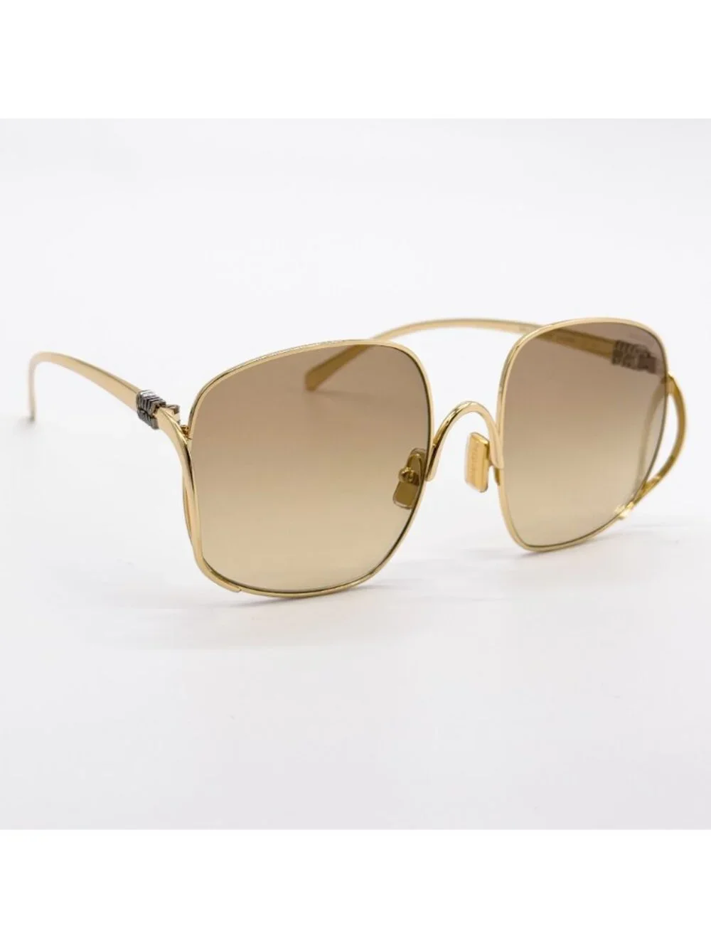 New Miu Miu MU A57S Gold Yellow Oversized Sunglasses MUA57S 5AK20S